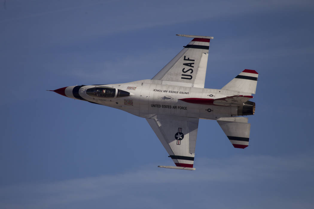 The Thunderbirds perform during Aviation Nation at Nellis Air Force Base in Las Vegas, Saturday, Nov. 11, 2017. Erik Verduzco Las Vegas Review-Journal @Erik_Verduzco