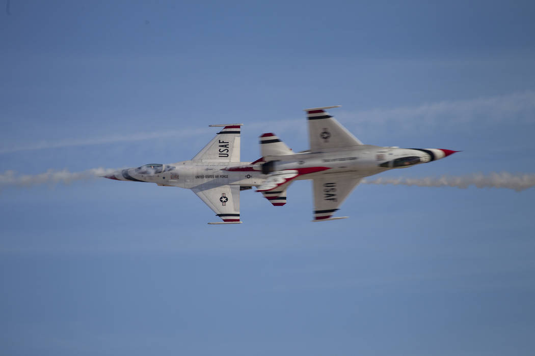 The Thunderbirds perform during Aviation Nation at Nellis Air Force Base in Las Vegas, Saturday, Nov. 11, 2017. Erik Verduzco Las Vegas Review-Journal @Erik_Verduzco