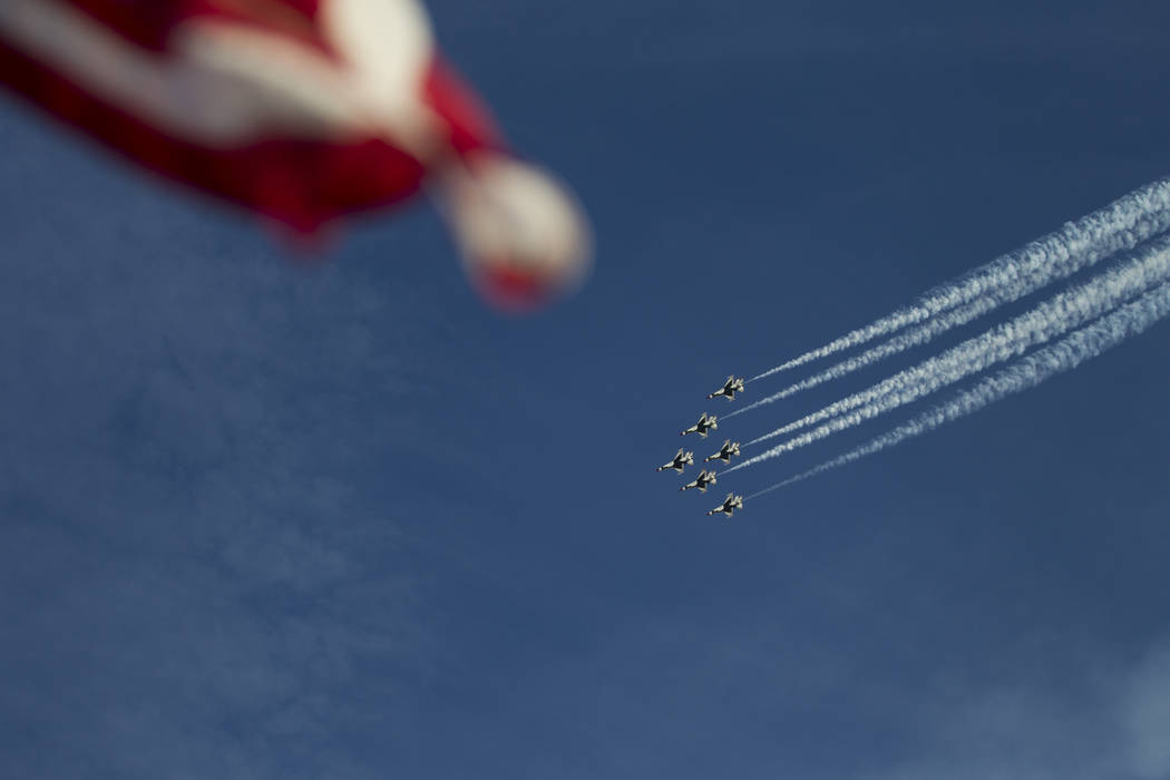 The Thunderbirds perform during Aviation Nation at Nellis Air Force Base in Las Vegas, Saturday, Nov. 11, 2017. Erik Verduzco Las Vegas Review-Journal @Erik_Verduzco