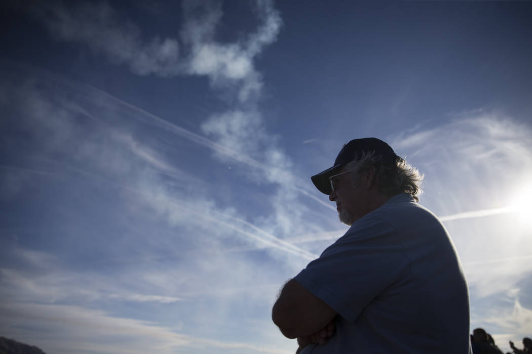 Tim Milliron of Gardnerville, Nev., watches the Thunderbirds perform during Aviation Nation at Nellis Air Force Base in Las Vegas, Saturday, Nov. 11, 2017. Erik Verduzco Las Vegas Review-Journal @ ...