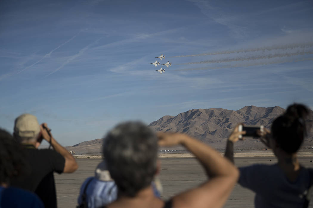 The Thunderbirds perform during Aviation Nation at Nellis Air Force Base in Las Vegas, Saturday, Nov. 11, 2017. Erik Verduzco Las Vegas Review-Journal @Erik_Verduzco