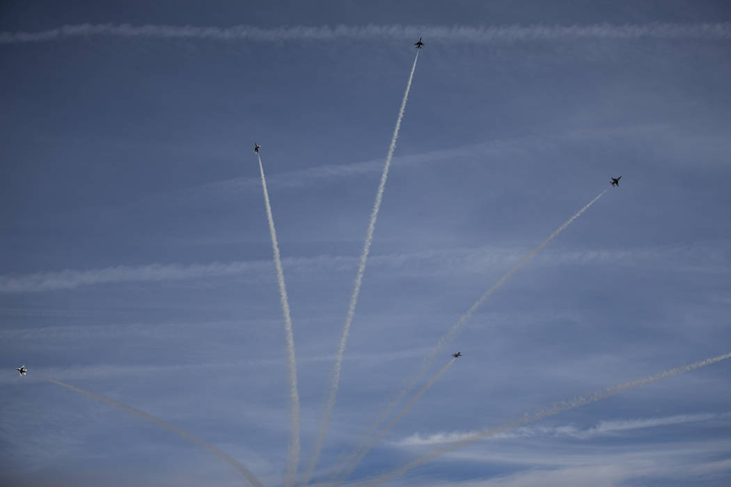 The Thunderbirds perform during Aviation Nation at Nellis Air Force Base in Las Vegas, Saturday, Nov. 11, 2017. Erik Verduzco Las Vegas Review-Journal @Erik_Verduzco