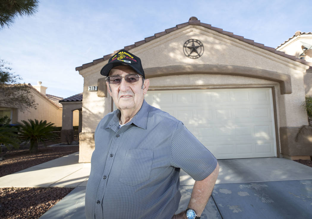North Las Vegas resident and retired United States Marine Dave Steadmon poses at his home, Friday, Nov. 10, 2017. Richard Brian Las Vegas Review-Journal @vegasphotograph