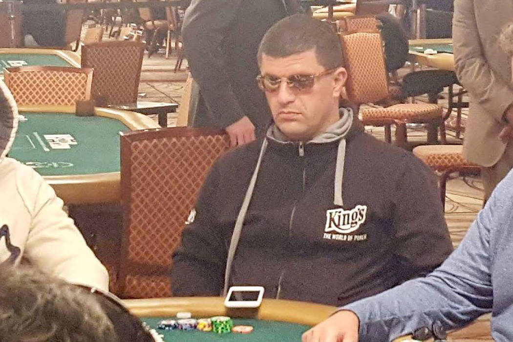 Leon Tsoukernik, who is at the center of a lawsuit over $3 million exchanged at a poker table inside Aria, plays the first day of the World Series of Poker Main Event on Saturday July 8, 2017. (Da ...