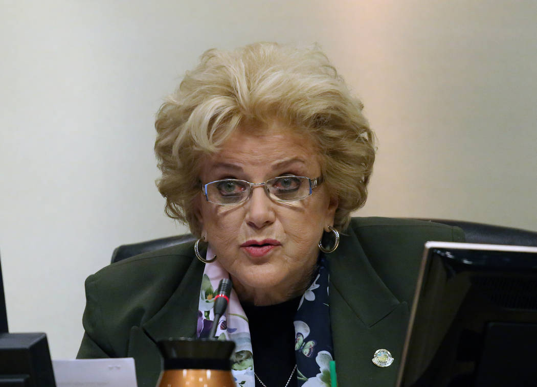 Las Vegas Mayor Carolyn Goodman speaks during the City Council meeting at Las Vegas City Hall Wednesday, Nov. 15, 2017. The council is expected to vote on a controversial repeal of a ban that woul ...