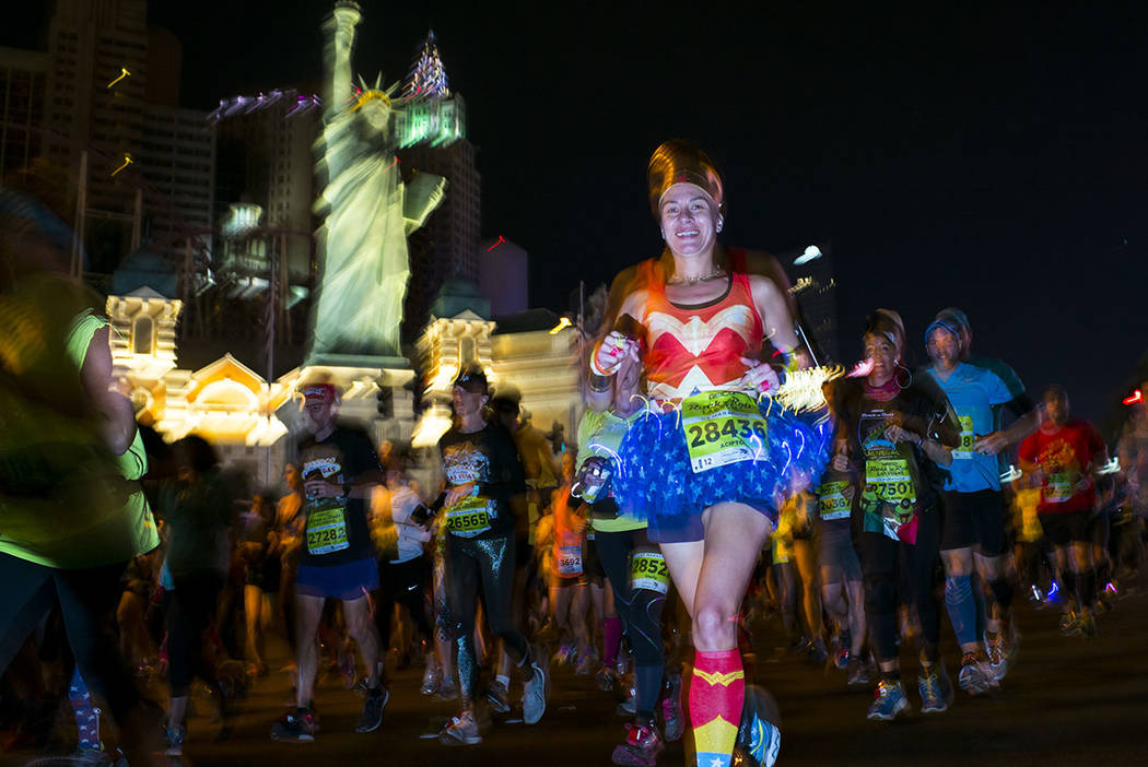 Ayse Ciftci of Lafayette, Ind. competes in the half marathon during the Rock 'n' Roll Marathon in Las Vegas on Sunday, Nov. 12, 2017. Chase Stevens Las Vegas Review-Journal @csstevensphoto