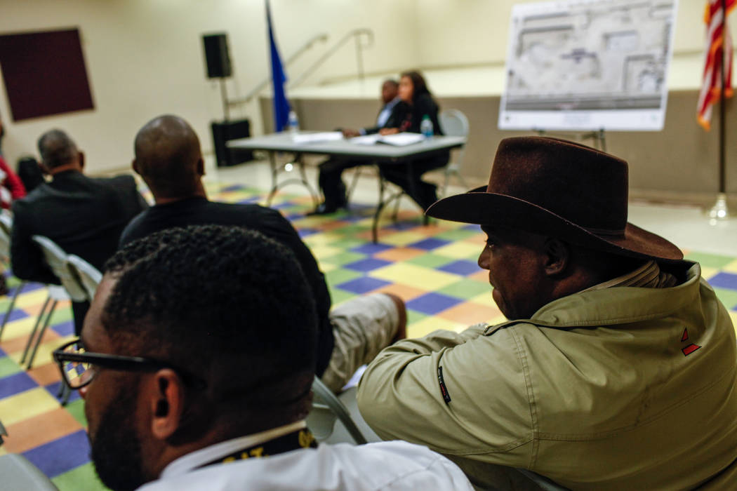 Pastor Charles Seals, 62, son of Rosie Lee Seals who was the president of the Clark County Welfare Rights Organization, listens during a town hall meeting at the Pearson Community Center discussin ...