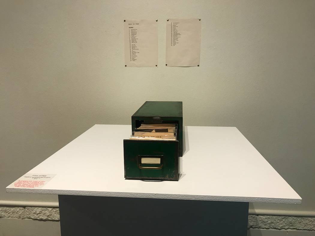 An art piece titled "Index of Fear" by San Diego artist Margaret Noble is displayed on Nov. 15 at CSN's North Las Vegas campus, 3200 E. Cheyenne Ave. (Kailyn Brown/View) @KailynHype