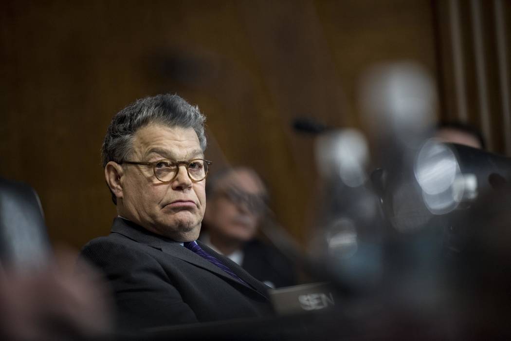 Sen. Al Franken, D-Minn., above during a committee meeting in March 2017, has been accused of forcibly kissing and groping Leeann Tweeden during a USO trip the two took in 2006. Must credit: Washi ...