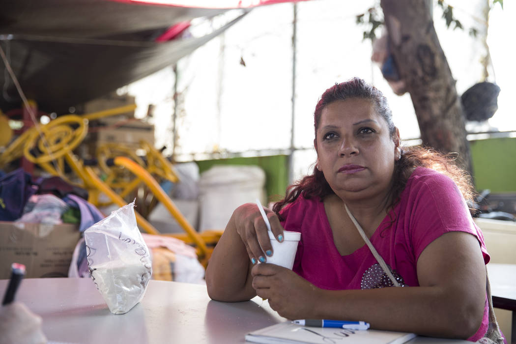 Adriana Estrada Acosta who is now homeless living in a tent after her apartment complex, Unidad Habitacional de Tlalpan, suffered structural damage during the Sept. 19 earthquake in Mexico City, M ...