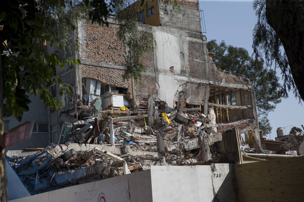 A building that suffered structural damage during the Sept. 19 earthquake in Mexico City, Mexico, Friday, Nov. 17, 2017. Erik Verduzco Las Vegas Review-Journal @Erik_Verduzco