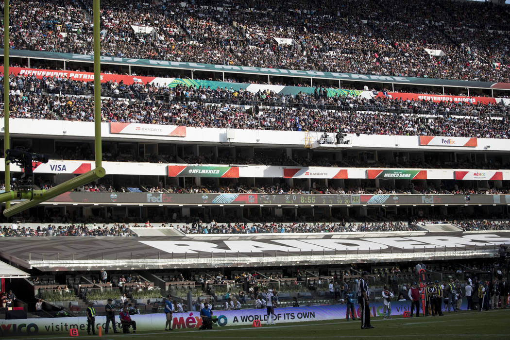 People watch the NFL game between the Oakland Raiders and New England Patriots at Estadio Azteca in Mexico City, Sunday, Nov. 19, 2017. Erik Verduzco Las Vegas Review-Journal @Erik_Verduzco