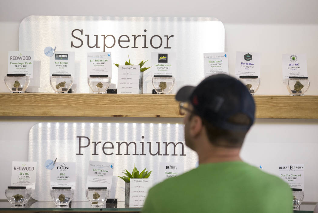A customer browses the cannabis on display at The Source cannabis dispensary in Henderson on Friday, Oct. 20, 2017. Richard Brian Las Vegas Review-Journal @vegasphotograph