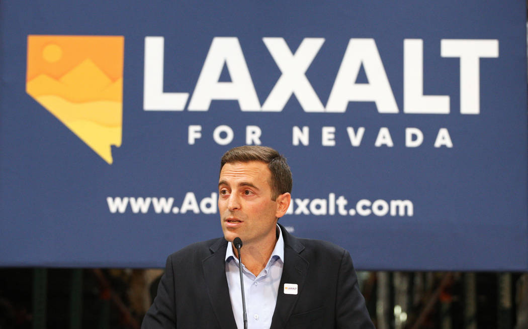 Nevada Attorney General Adam Laxalt announcing his bid for governor at Brady Industries' warehouse in Las Vegas, Wednesday, Nov. 1, 2017. Gabriella Benavidez Las Vegas Review-Journal @latina_ish