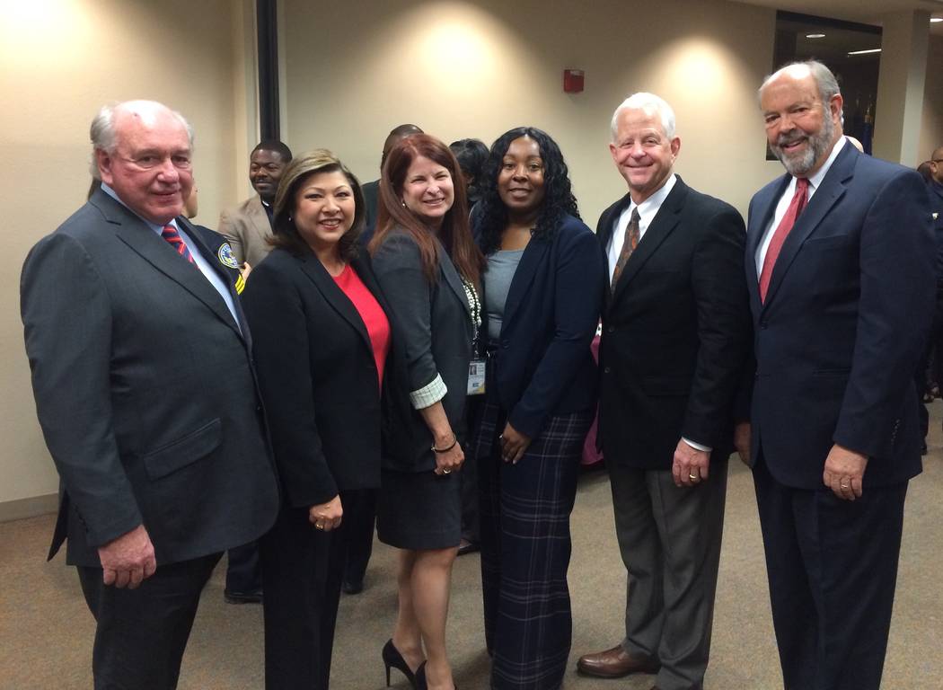 Newly appointed Henderson Police Chief LaTesha Watson poses with Mayor Debra March, center, and members of the City Council. (City of Henderson/David Cherry)