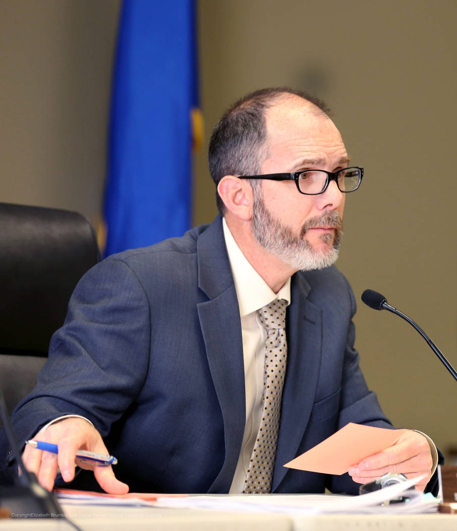 State superintendent Steve Canavero listens to individuals opinions regarding transgender policies for the Clark County School District at  Nevada Department of Education in Las Vegas, Tuesday, No ...