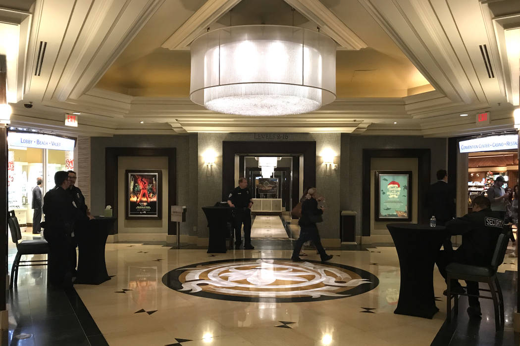 Security is present at the bottom of elevators that lead up to hotel rooms at Mandalay Bay hotel-casino in Las Vegas, Tuesday, Nov. 28, 2017. Bridget Bennett Las Vegas Review-Journal