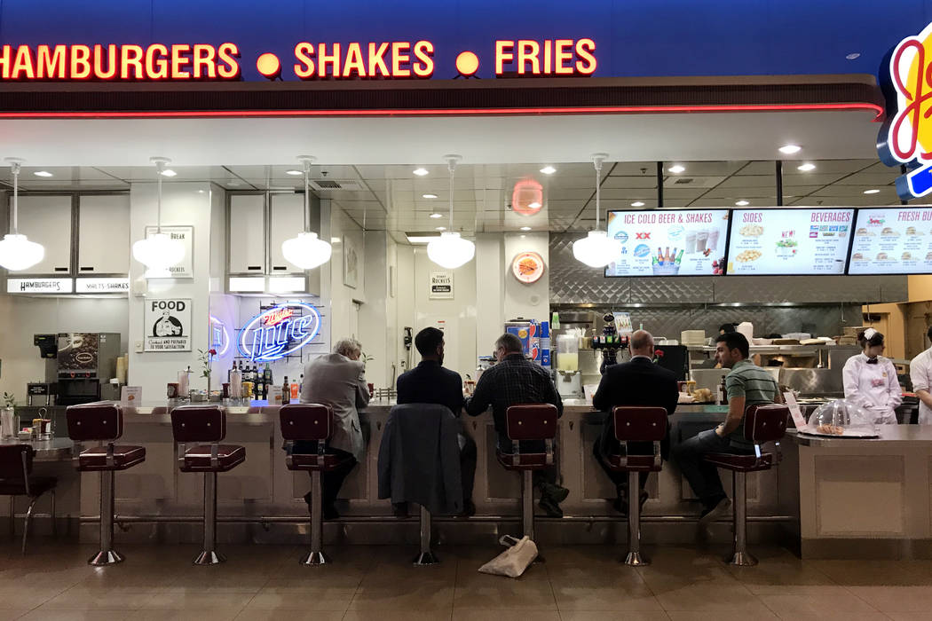 Patrons sit at a Johnny Rockets in a Mandalay Bay hotel-casino food court in Las Vegas, Tuesday, Nov. 28, 2017. Bridget Bennett Las Vegas Review-Journal