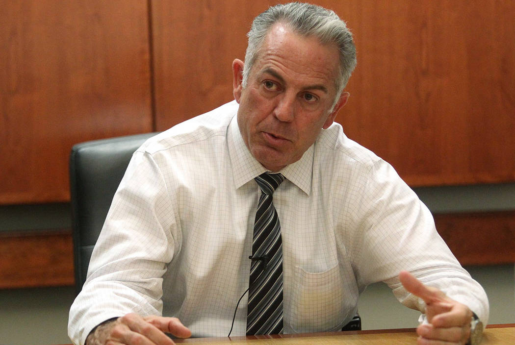 Clark County Sheriff Joe Lombardo discusses the Route 91 Harvest festival mass shooting during an exclusive interview with the Las Vegas Review-Journal Tuesday, Oct. 10, 2017. K.M. Cannon/Las Vega ...