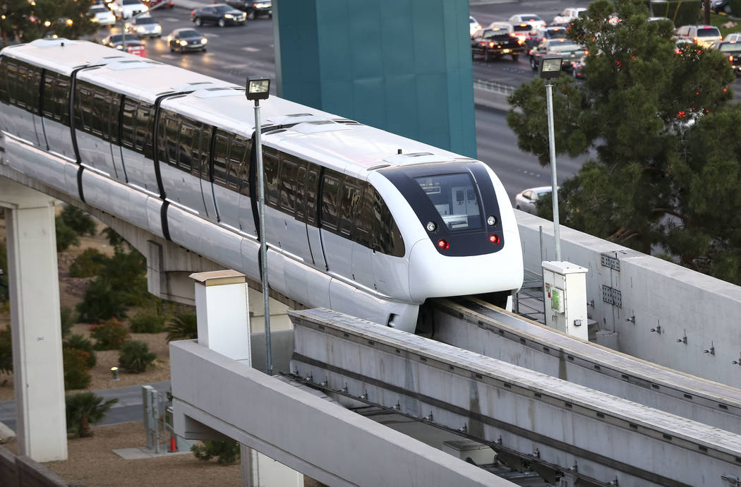 The Las Vegas Monorail turns around at MGM Grand on Thursday, Dec. 14, 2017. Richard Brian Las Vegas Review-Journal @vegasphotograph