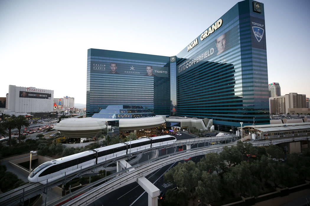 The Las Vegas Monorail moves near MGM Grand on Thursday, Dec. 14, 2017. Richard Brian Las Vegas Review-Journal @vegasphotograph