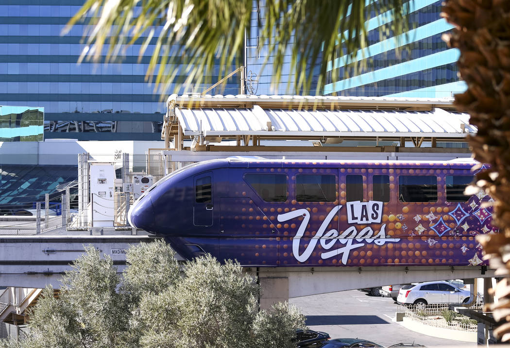 The Las Vegas Monorail stops at the MGM Grand stop on Friday, Dec. 15, 2017. Richard Brian Las Vegas Review-Journal @vegasphotograph