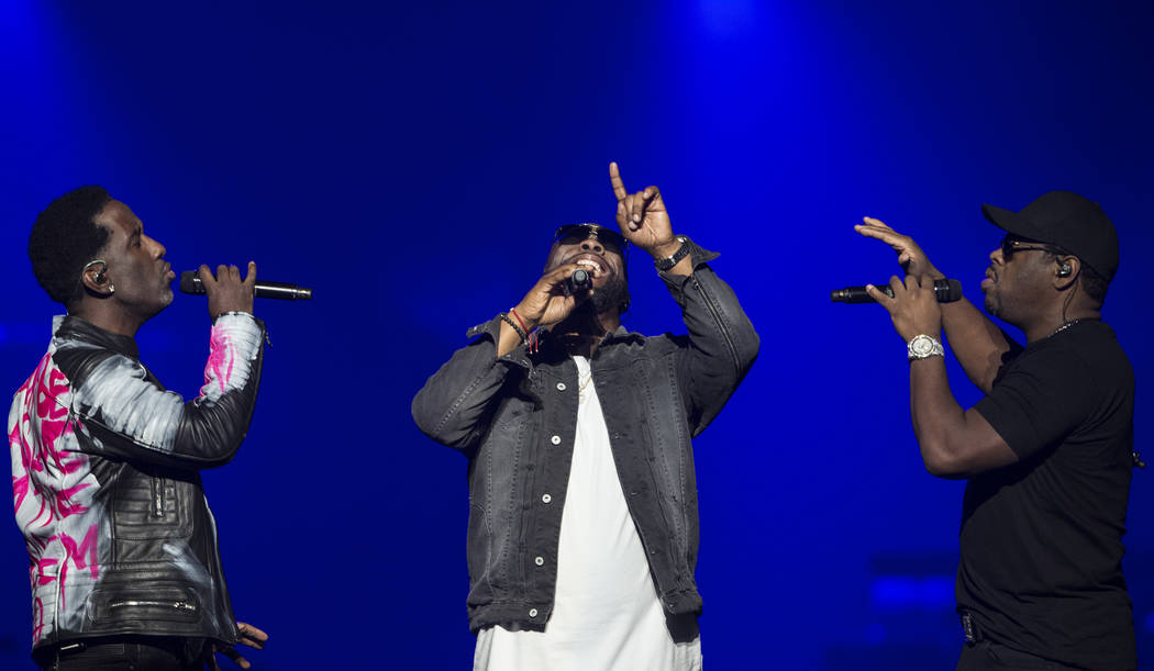 Boyz II Men perform during the Vegas Strong Benefit Concert at T-Mobile Arena on Friday, Dec. 1, 2017, in Las Vegas. Benjamin Hager Las Vegas Review-Journal @benjaminhphoto