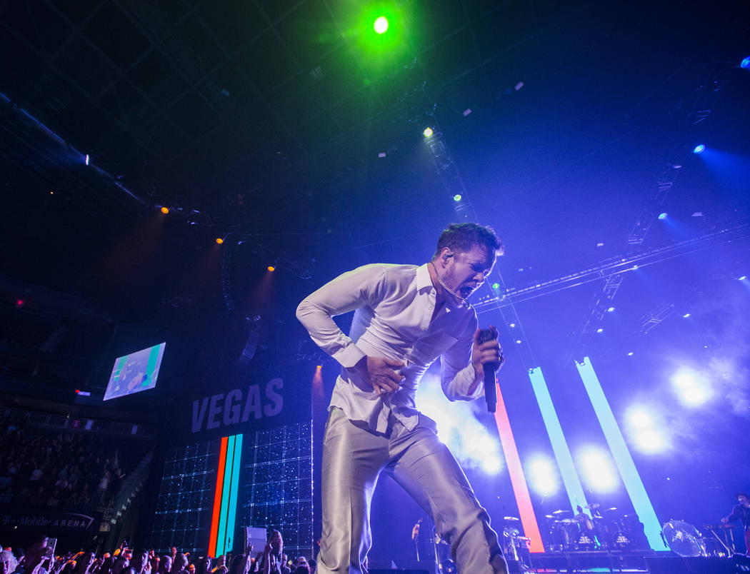 Imagine Dragons frontman Dan Reynolds performs during the Vegas Strong Benefit Concert at T-Mobile Arena on Friday, Dec. 1, 2017, in Las Vegas. Benjamin Hager Las Vegas Review-Journal @benjaminhphoto