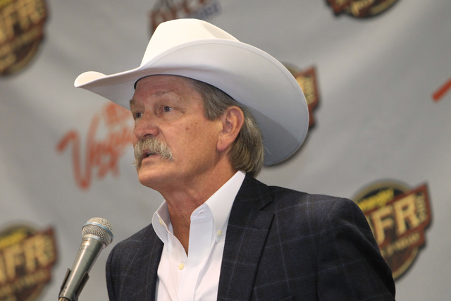 PRCA Commissioner Karl Stressman speaks to the media in his annual state of the rodeo briefing Tuesday, Dec. 9, 2014 at Cox Pavilion. (Sam Morris/Las Vegas Review-Journal)