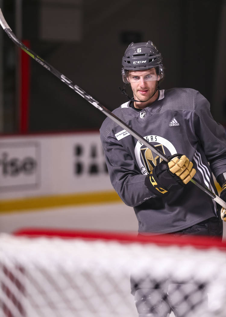 Vegas Golden Knights defenseman Colin Miller (6) on the ice during the NHL team's practice at the City National Arena in Las Vegas, Wednesday, Dec. 6, 2017. Richard Brian Las Vegas Review-Journal ...