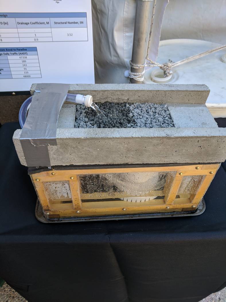 A prototype shows the porous pavement which would mitigate the flooding by reducing the load on the catch basin.
