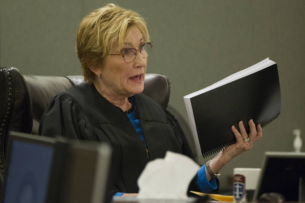 District Judge Kerry Earley during the sentencing of former attorney Robert Graham, accused of swindling more than $16 million from clients, at the Regional Justice Center in Las Vegas, Friday, De ...