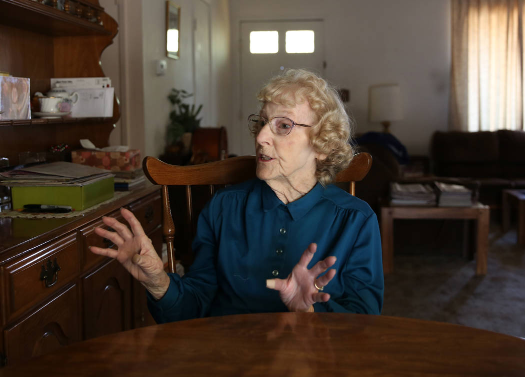 Louise Jones, 87-year-old U.S. Air Force veteran, during an interview with the Las Vegas Review-Journal at her Las Vegas home Tuesday, Dec. 12, 2017. Rebuilding Together, a nationwide nonprofit or ...