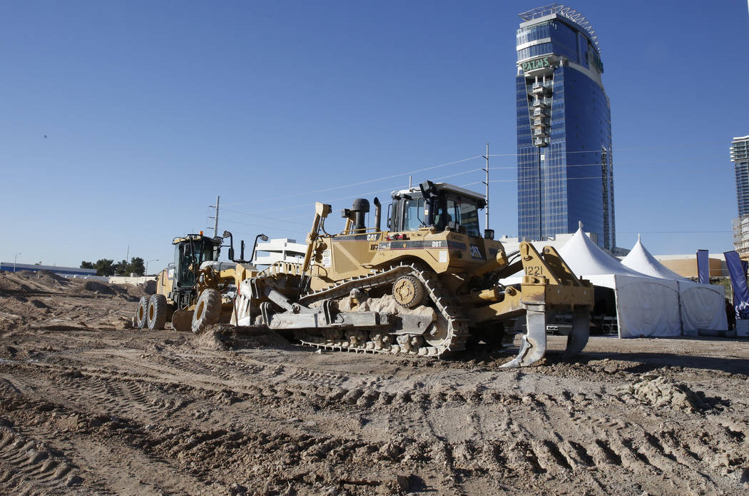 Heavy construction equipment at the construction site of a mixed-use project at 3883 Flamingo Road next to the Palms, Friday, Dec. 15, 2017, in Las Vegas. Bizuayehu Tesfaye Las Vegas Review-Journ ...
