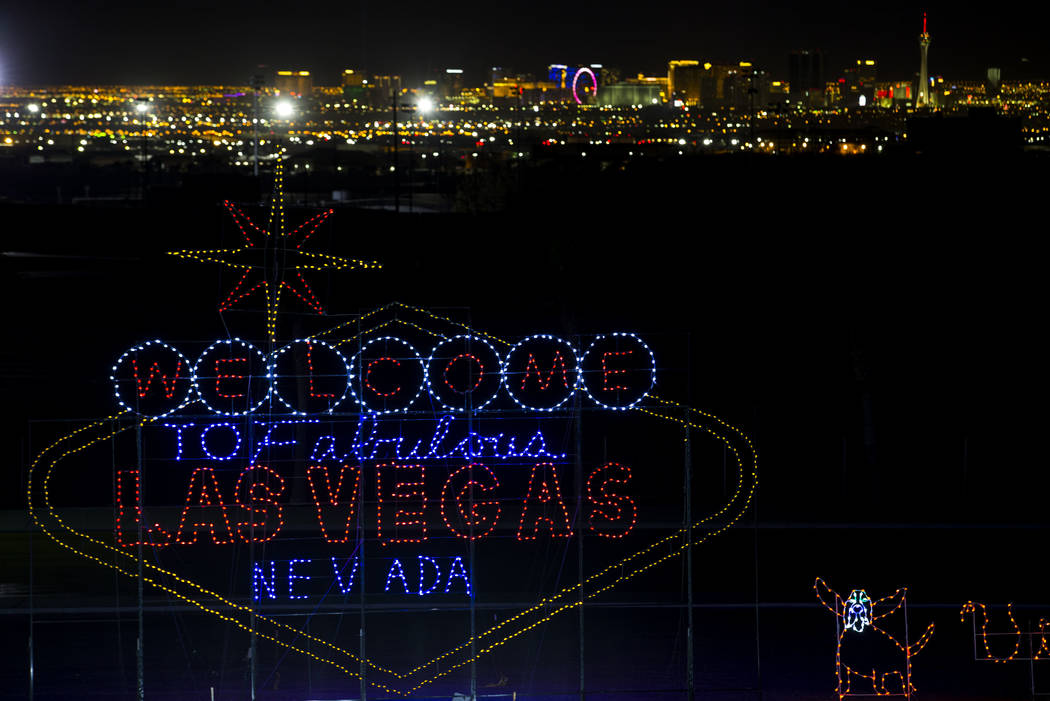 A Welcome to Fabulous Las Vegas sign on display during the Glittering Lights show at the Las Vegas Motor Speedway in Las Vegas, Monday, Dec. 11, 2017. Richard Brian Las Vegas Review-Journal @vegas ...
