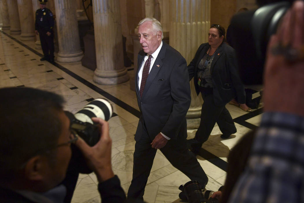 House Minority Whip Steny Hoyer, D-Md., walks past reporters on Capitol Hill in Washington, Thursday, Nov. 16, 2017. (AP Photo/Susan Walsh)