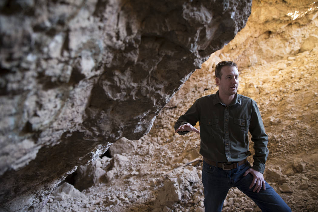 Archaeologist Justin DeMaio during a tour of the Gypsum Cave in Las Vegas, Tuesday, Dec. 19 ...