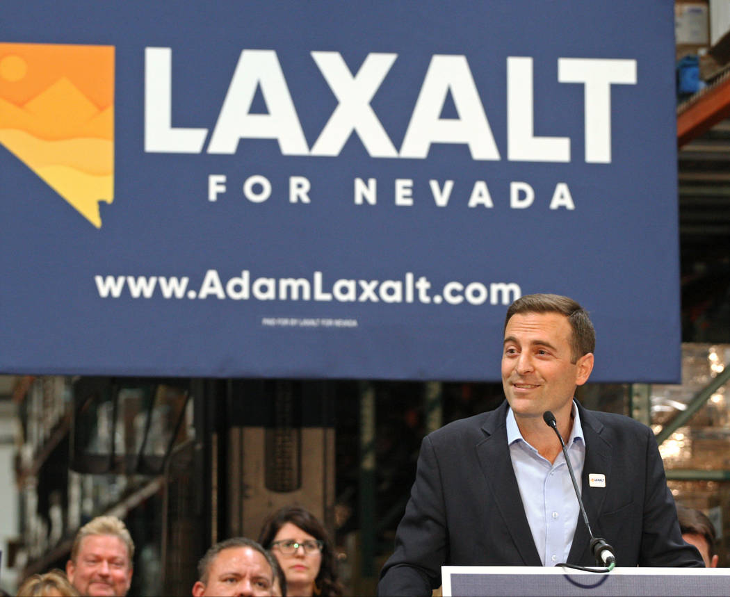 Nevada Attorney General Adam Laxalt announcing his bid for governor at Brady Industries's warehouse in Las Vegas, Wednesday, Nov. 1, 2017. Gabriella Benavidez Las Vegas Review-Journal @latina_ish