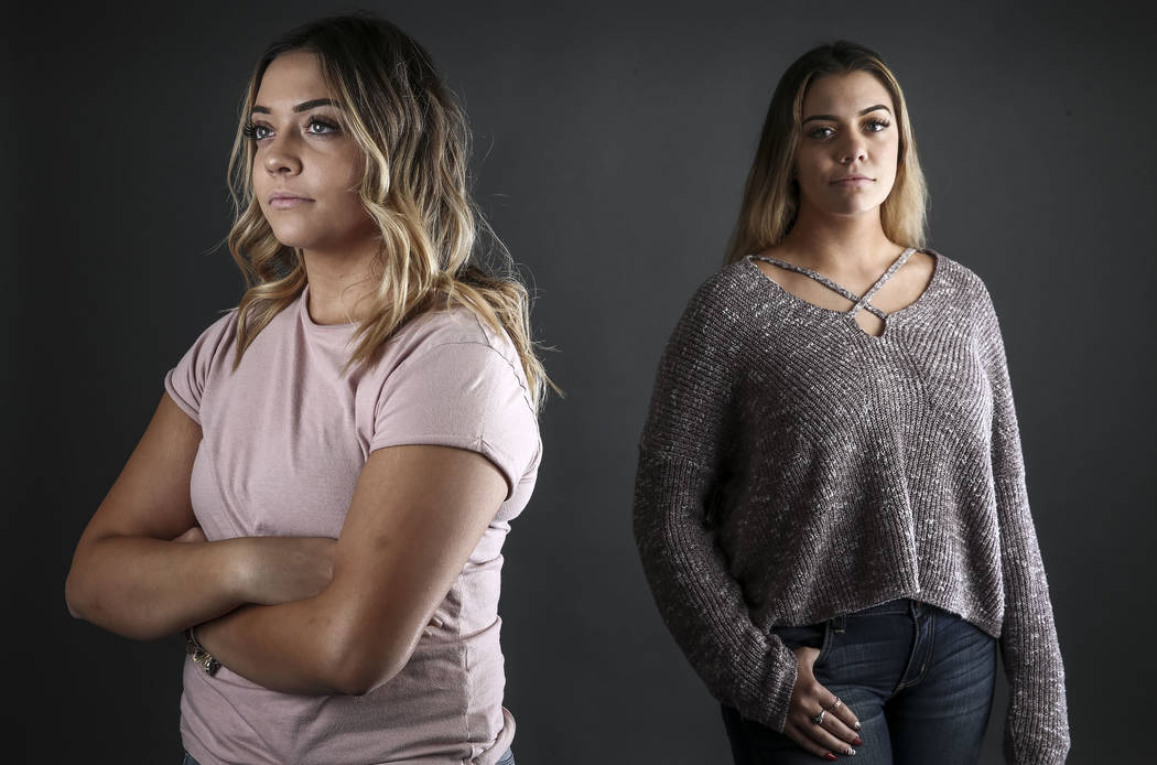 Eighteen-year-old twins and Las Vegas natives Natalia Baca, left, and her sister Gianna both survived gunshots at the Route 91 Harvest country music festival on October 1, 2017. Richard Brian Las  ...