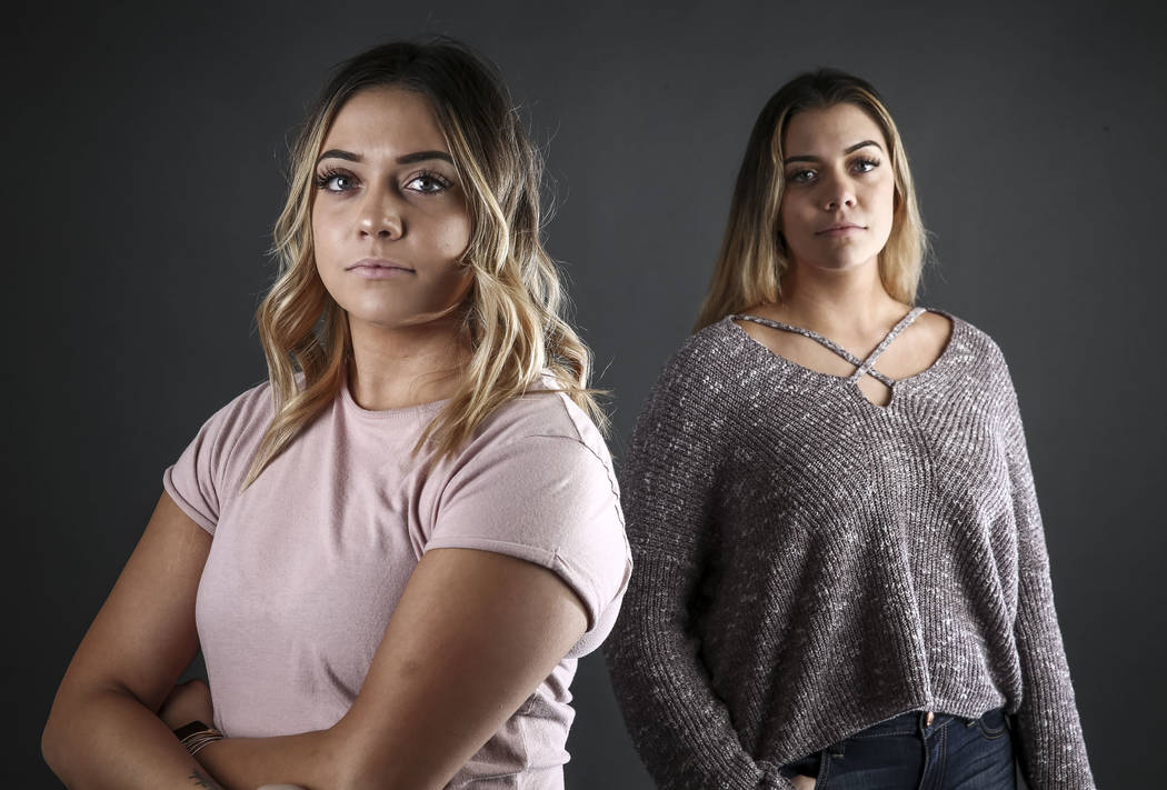 Eighteen-year-old twins and Las Vegas natives Natalia Baca, left, and her sister Gianna both survived gunshots at the Route 91 Harvest country music festival on October 1, 2017. Richard Brian Las  ...