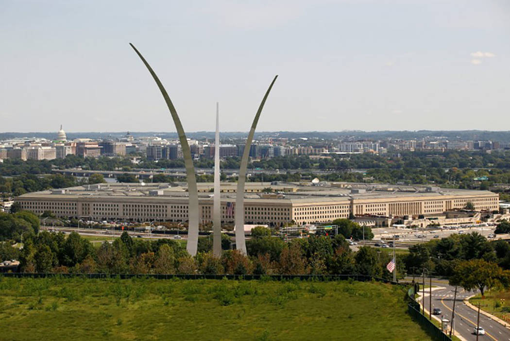 The Pentagon is shown with the Air Force Memorial in the foreground in Arlington, Virginia. (Joshua Roberts/Reuters)