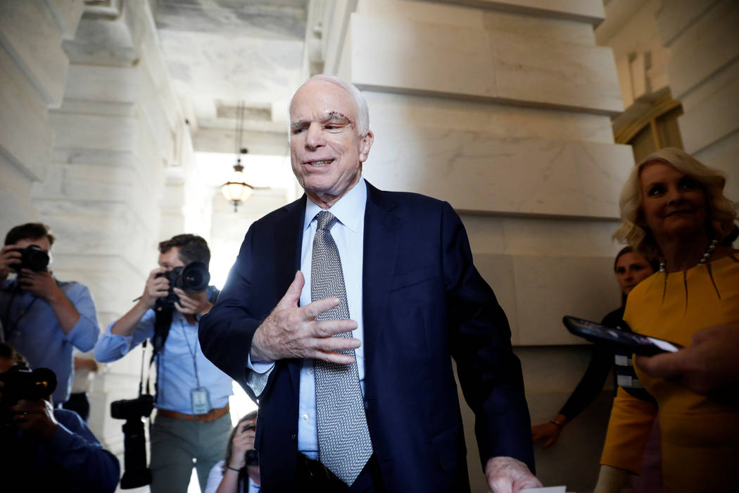 Sen. John McCain (R-AZ) on Capitol Hill in Washington, U.S., July 25, 2017. (Aaron P. Bernstein/Reuters)