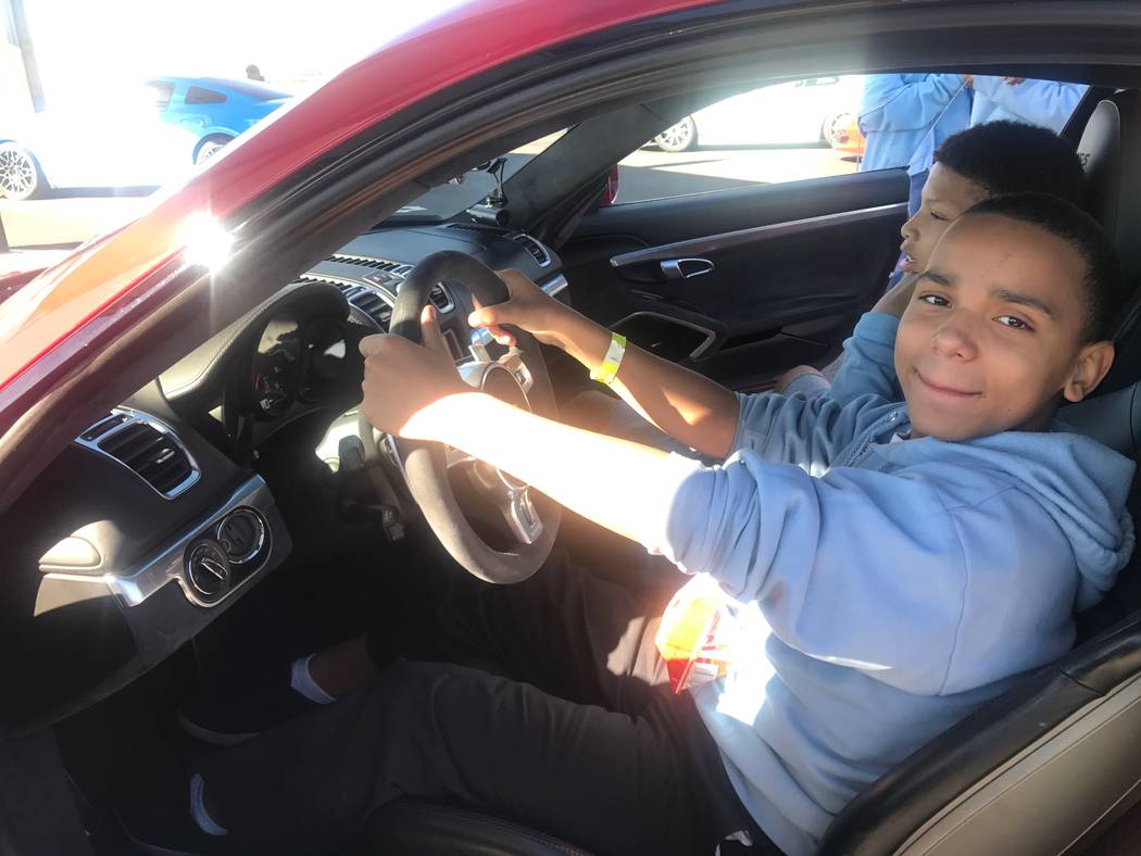 The Delta Academy seventh-grader, Jayden Michael, 12, poses for a portrait inside an exotic car on Dec. 15, 2017 at SpeedVegas, 14200 S. Las Vegas Blvd. (Kailyn Brown/View) @KailynHype