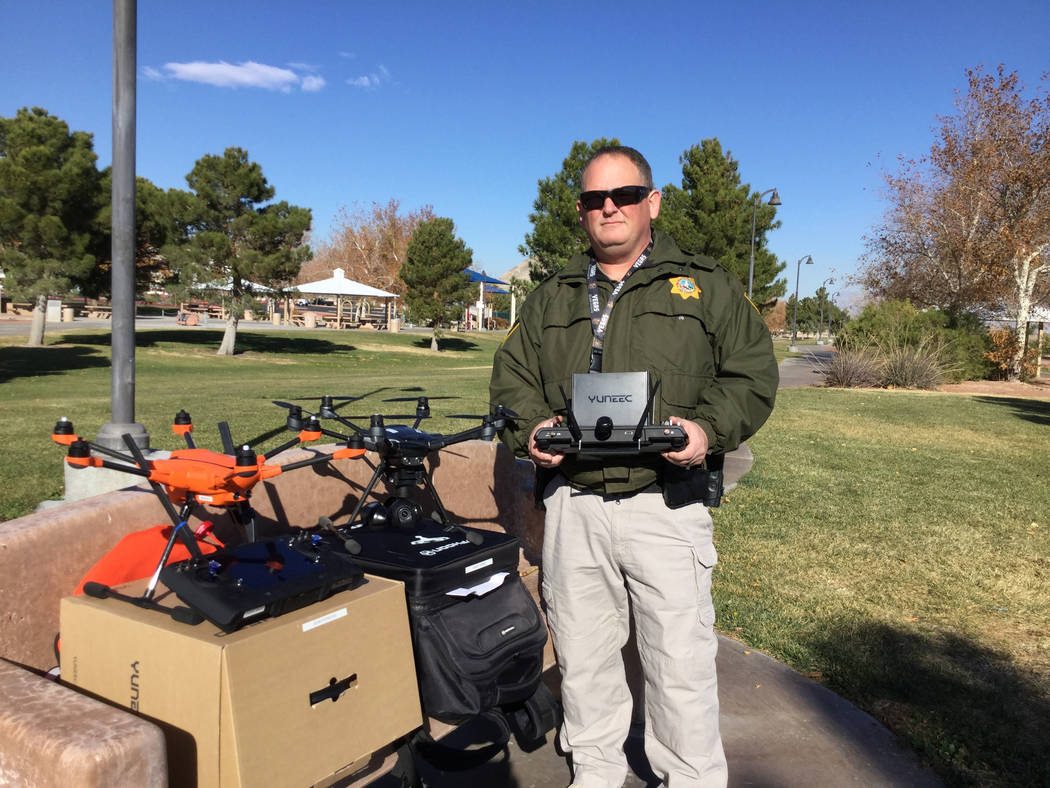 Metropolitan Police Department officer David Martel is the department's small unmanned aerial system program manager. Martel used the orange drone, the Yuneec H520 to map the scene of the Oct. 1 s ...