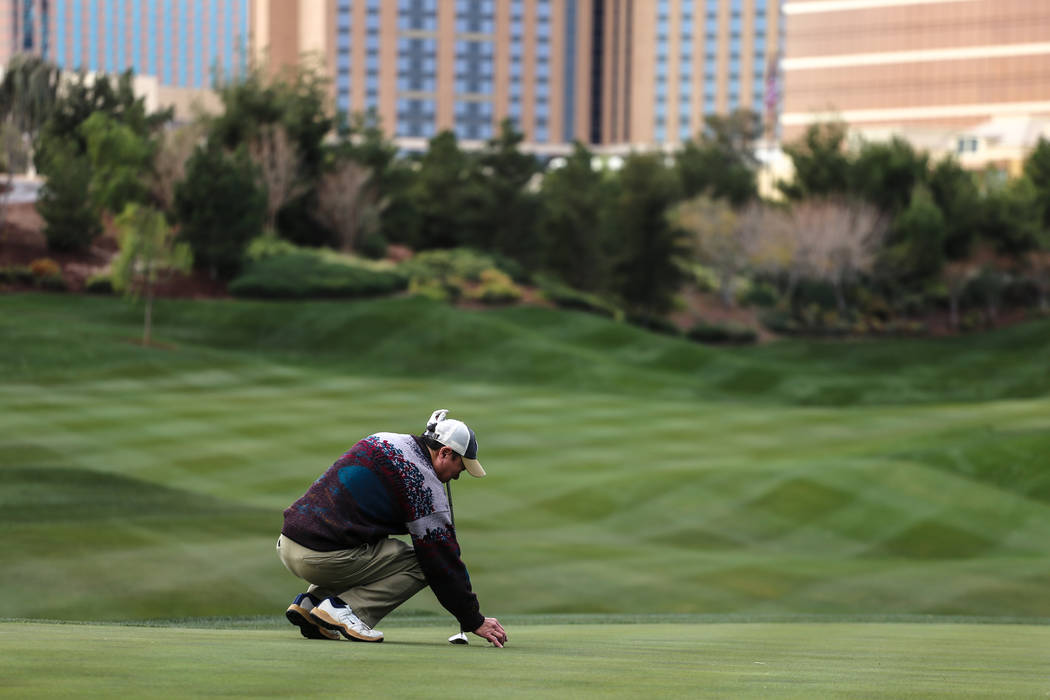 Wynn Las Vegas employee Henry Lee, 67, golfs at the Wynn Country Club in Las Vegas, Friday, Dec. 22, 2017. The golf course is shutting down on Dec. 23 and will be replaced with Paradise Park, a la ...