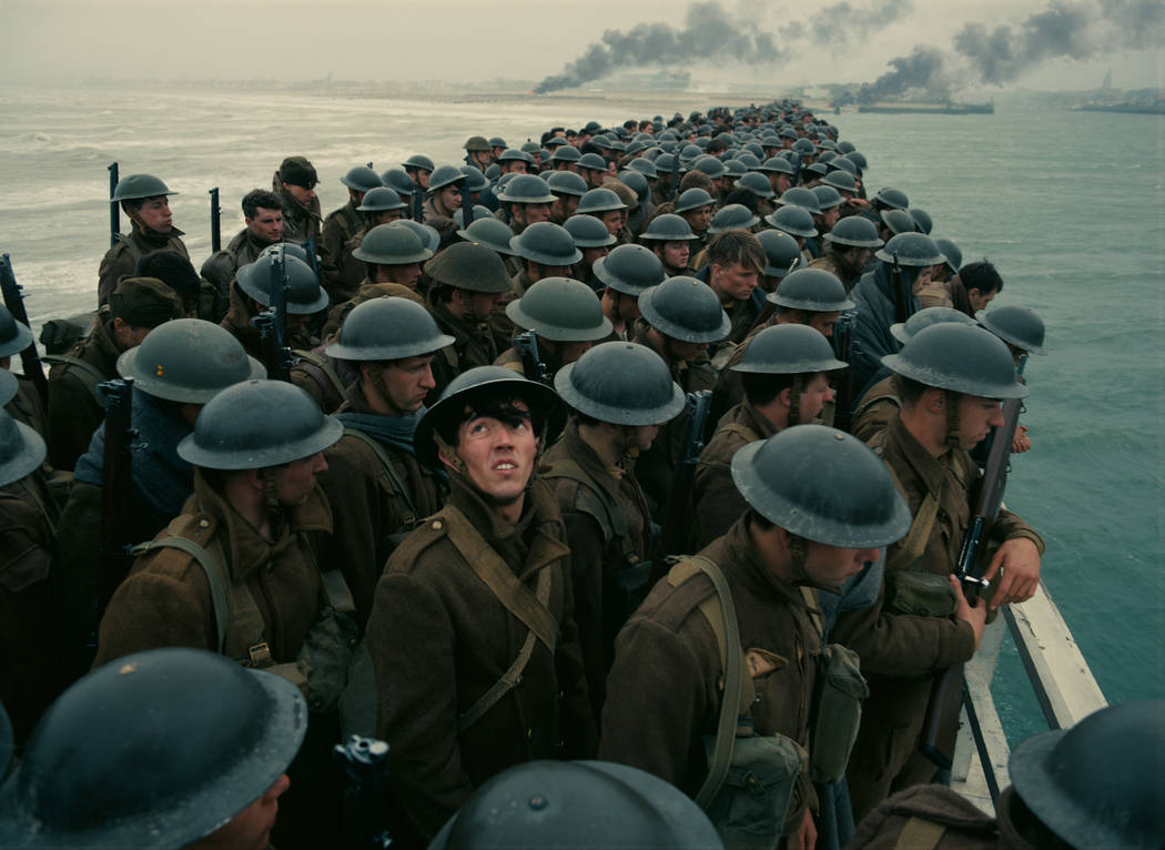 Soldiers wait to be rescued in a scene from "Dunkirk." (Warner Bros. Pictures)