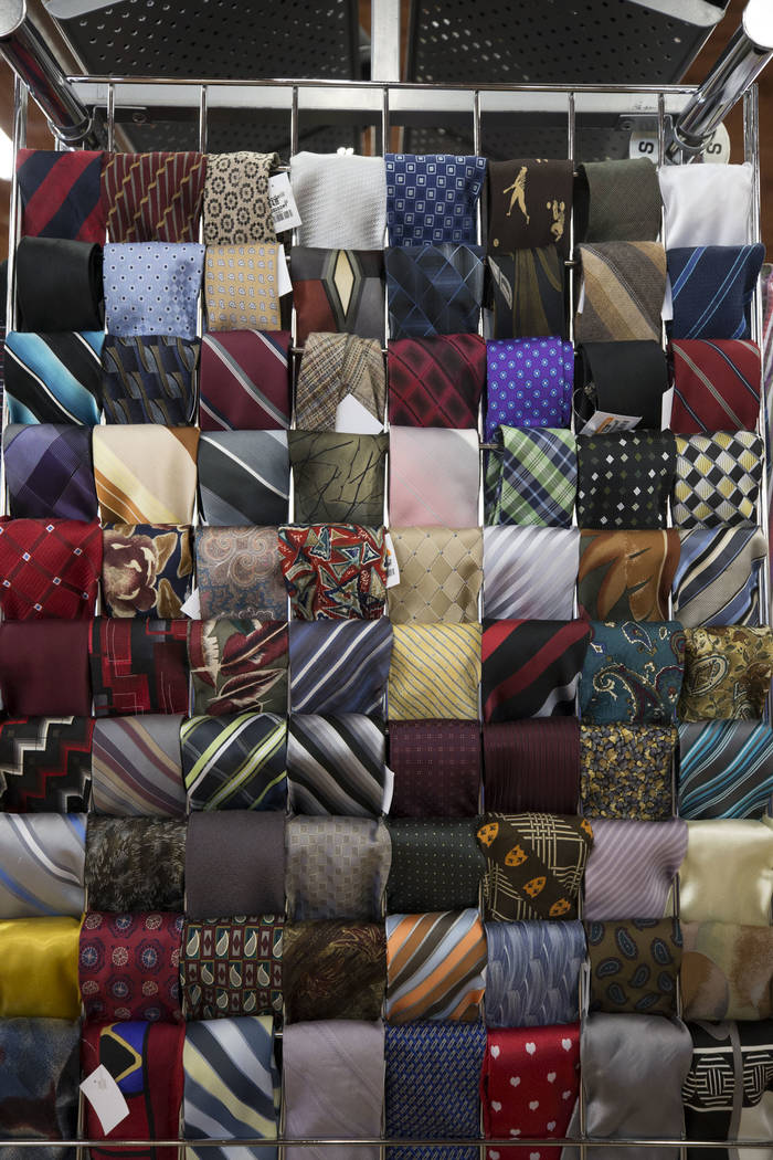 An assortment of ties for sale on display at the Goodwill store located at 1390 American Pacific Drive in Henderson on Thursday, Dec. 28, 2017. Richard Brian Las Vegas Review-Journal @vegasphotograph