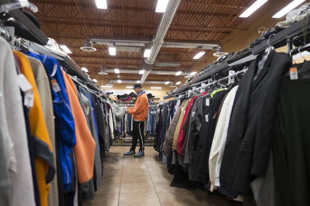 John Carr looks at the men's jackets while shopping at the Goodwill store located at 1390 American Pacific Drive in Henderson on Thursday, Dec. 28, 2017. Richard Brian Las Vegas Review-Journal @ve ...