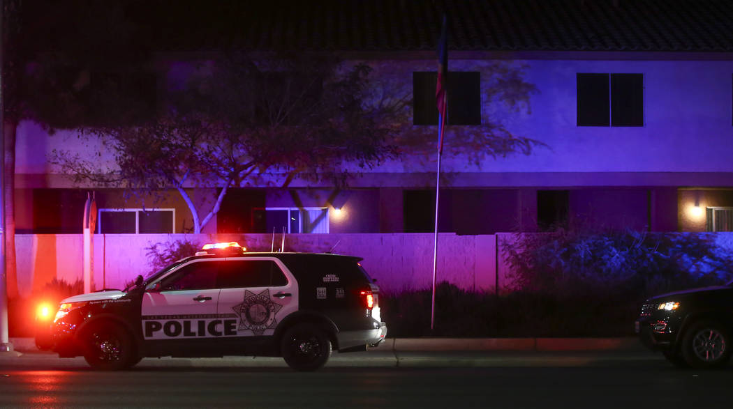 Las Vegas police respond to a scene where multiple people were shot at 3750 E. Bonanza Road in Las Vegas on Wednesday, Dec. 27, 2017. Chase Stevens Las Vegas Review-Journal @csstevensphoto