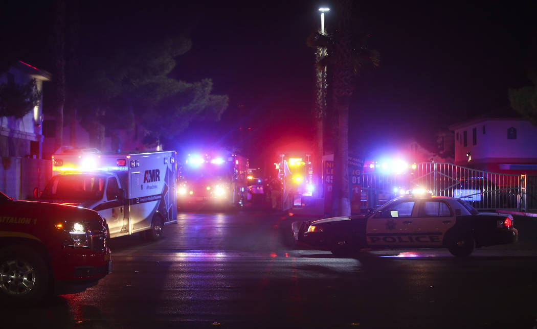 Las Vegas police respond to a scene where multiple people were shot at 3750 E. Bonanza Road in Las Vegas on Wednesday, Dec. 27, 2017. Chase Stevens Las Vegas Review-Journal @csstevensphoto
